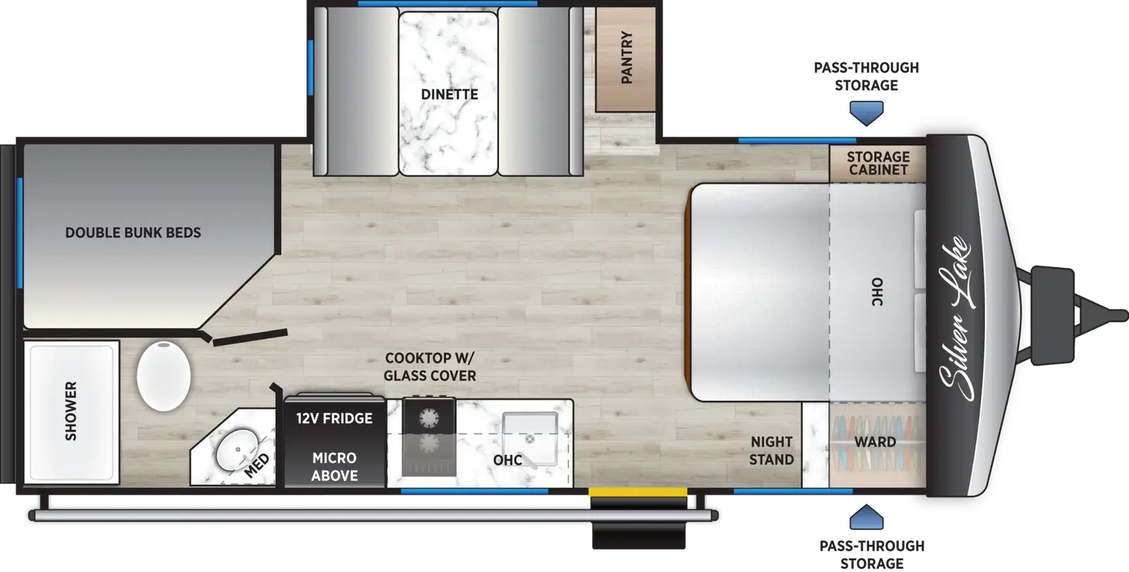 2027 East to West Silver Lake 215SDBH floorplan diagram