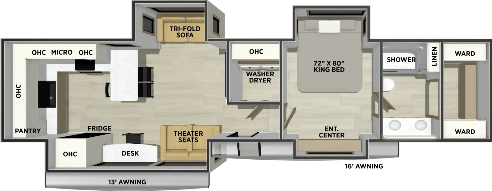 Sandpiper Fifth Wheels 3800RK Floorplan