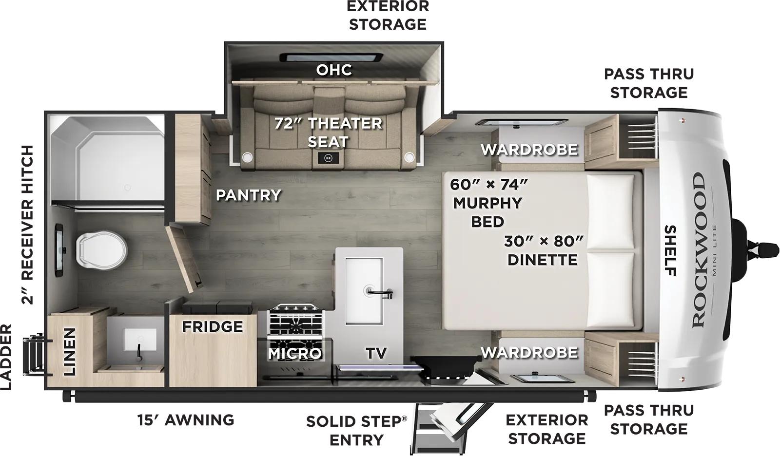 Forest River Rockwood Mini Lite 2108RB floor plan layout published by Forest River