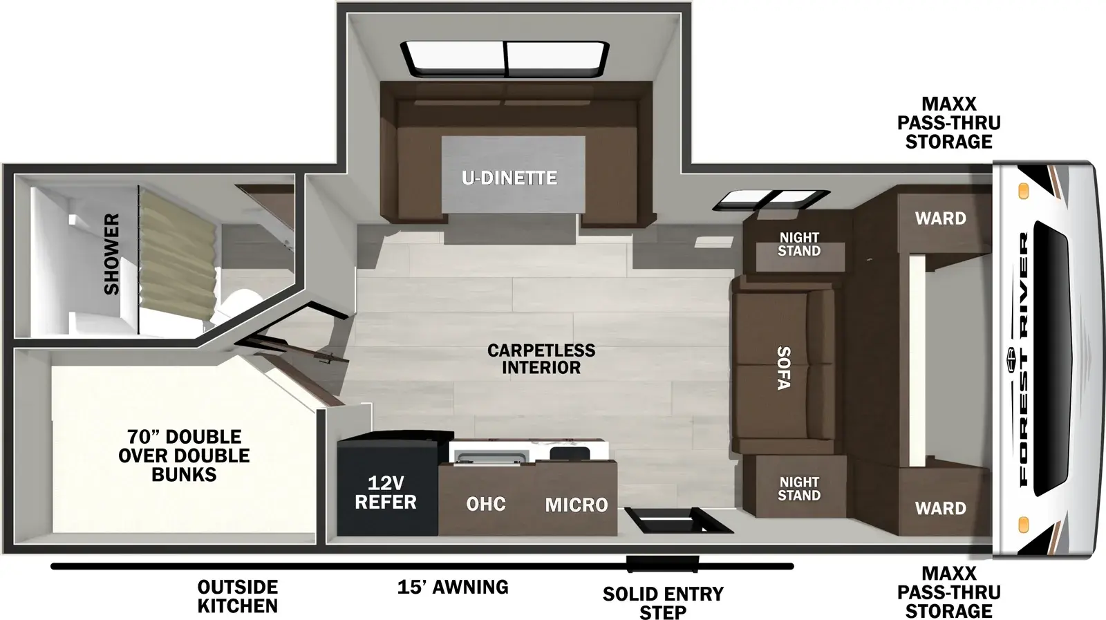 Wildcat Travel Trailers 181DBEDS floorplan