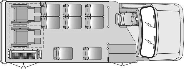 8 Passenger 2 Wheelchair Plus Driver Floorplan Image