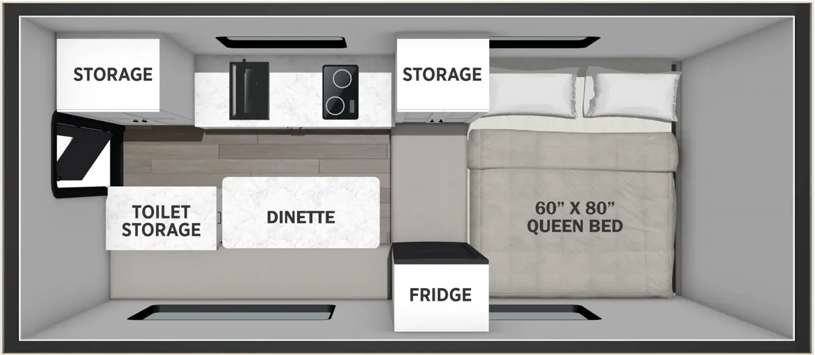 The Backpack Truck Camper SS-1242 floorplan features include: toilet.