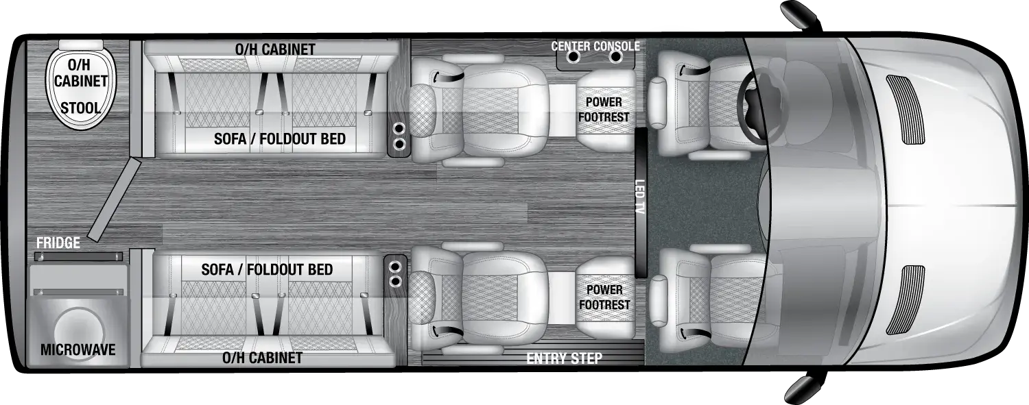 The VCRUISE 8OB floorplan has one entry and zero slide outs. Interiors features include: rear bathroom.