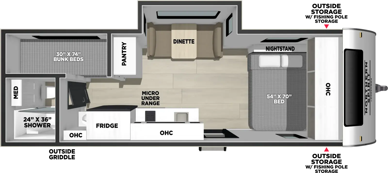 2027 Coachmen Northern Spirit Bijou 19BHB floorplan diagram