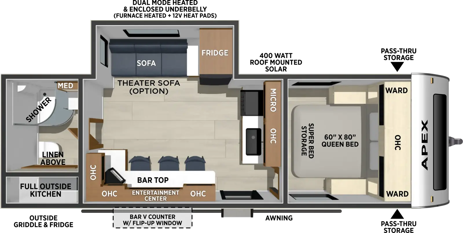 Apex 8' Wide 242BARV Floorplan