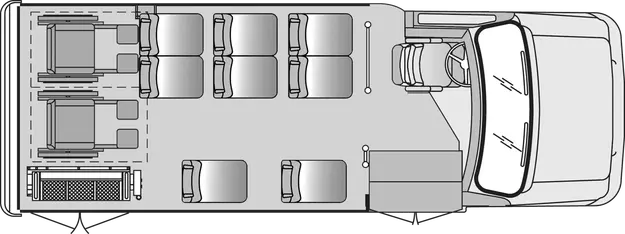 8 Passenger 2 Wheelchair Plus Driver Floorplan Image