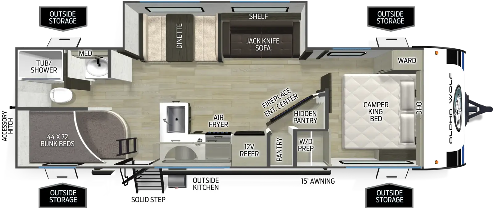 Alpha Wolf 27BHX Floorplan
