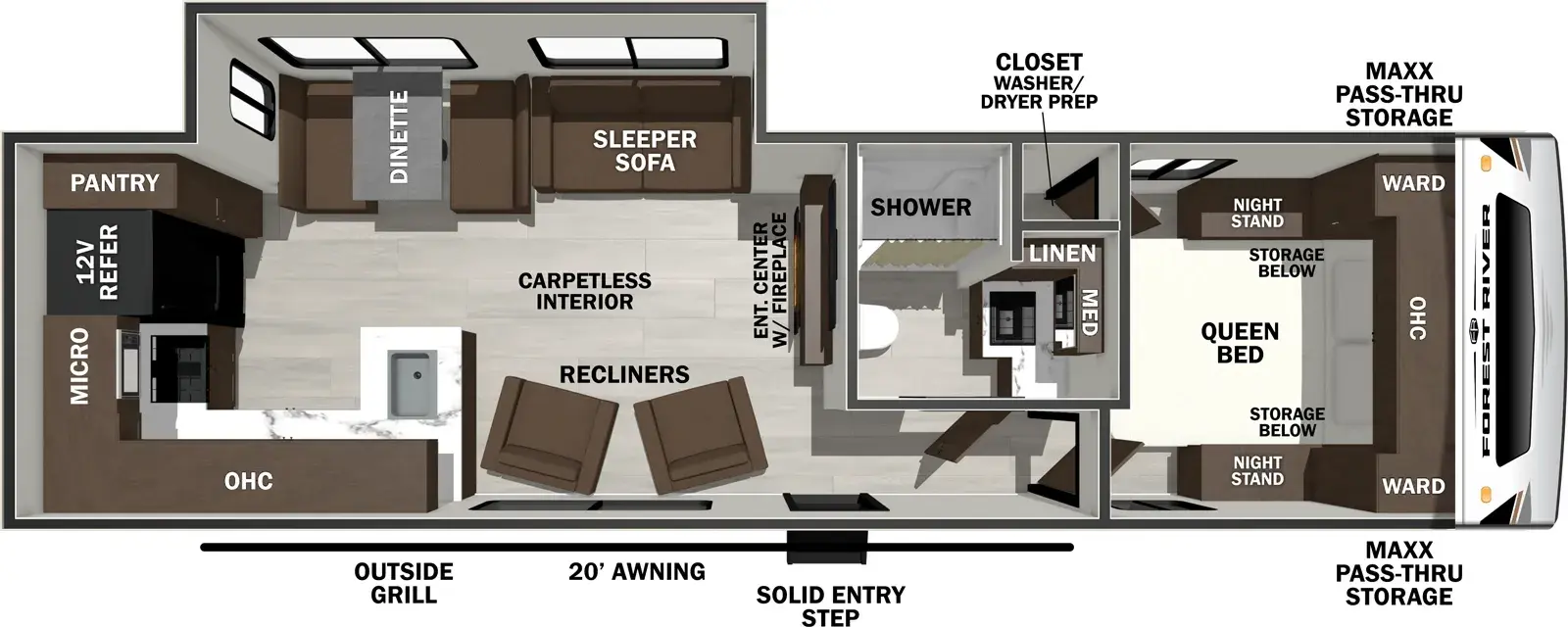 2026 Forest River Wildcat Travel Trailers 271CHEF floorplan diagram