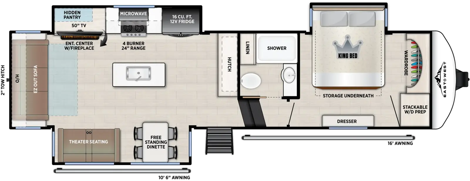 2027 East to West Tandara 295RL floorplan diagram