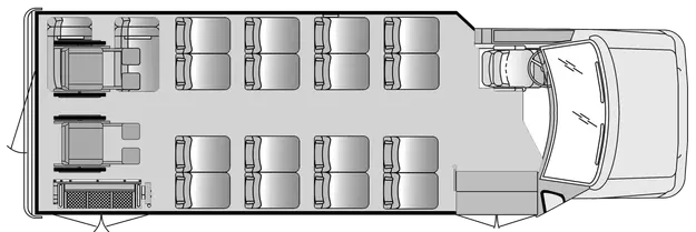 16 Passenger 2 Wheelchair Plus Driver Floorplan Image