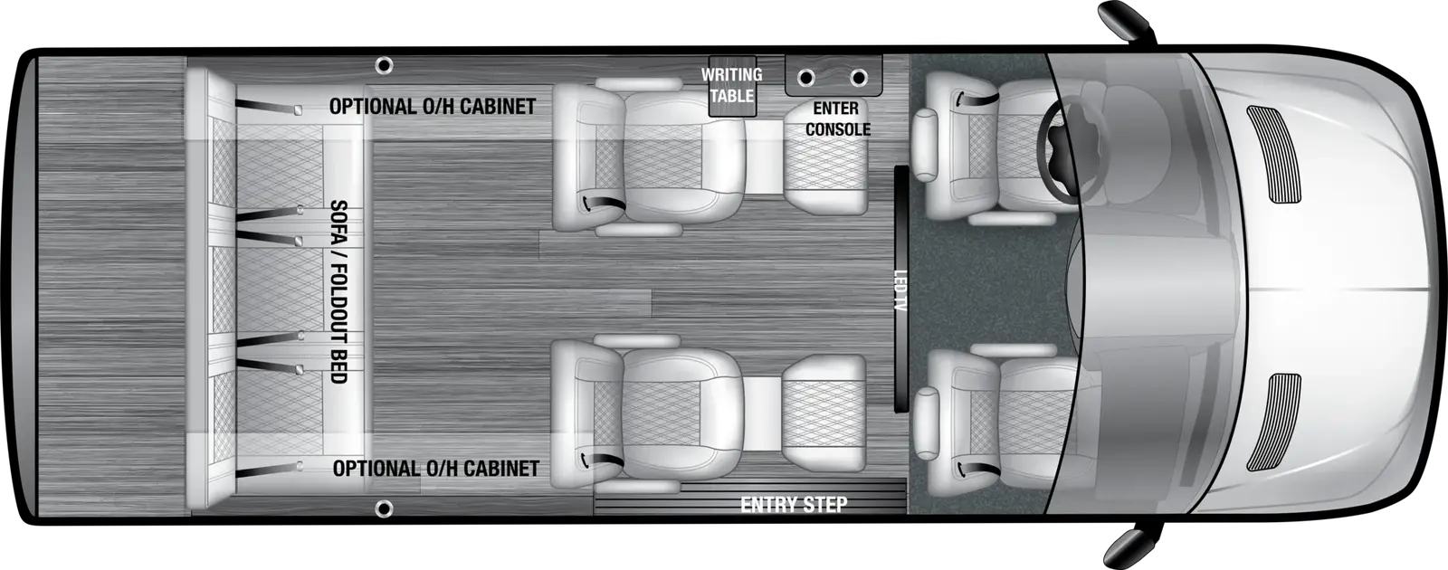 The VSPORT 7RB4 floorplan has one entry and zero slide outs. Exterior features include: 8' 2" awning. Interiors features include: captain chairs.