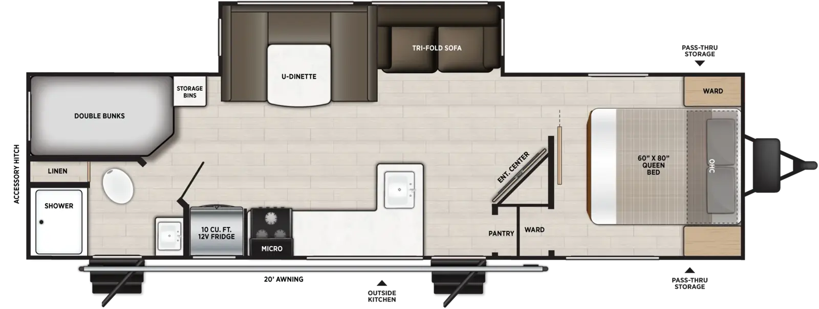 Hemisphere Travel Trailers 25BHHL Floorplan