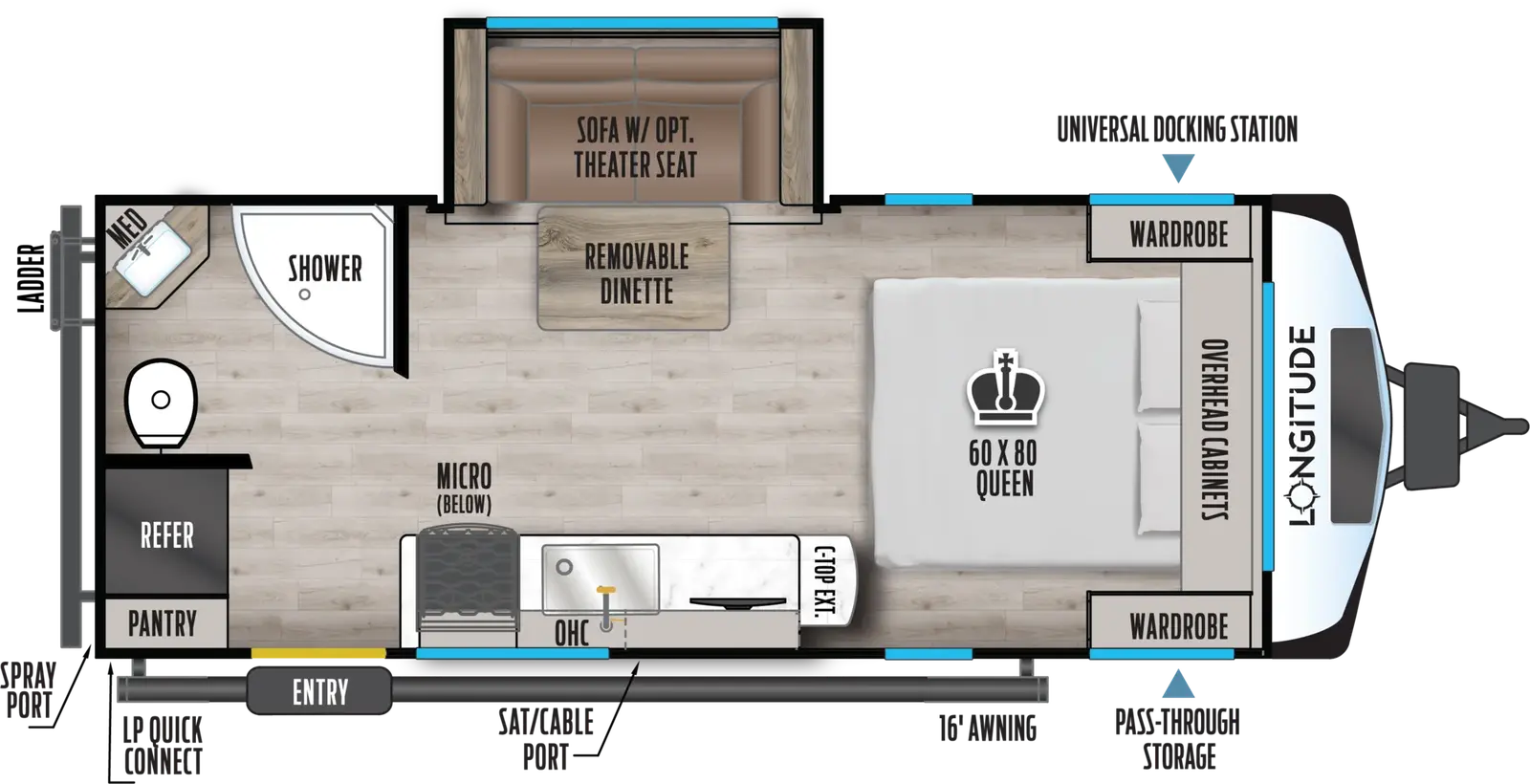 2027 East to West Longitude 185RB floorplan diagram