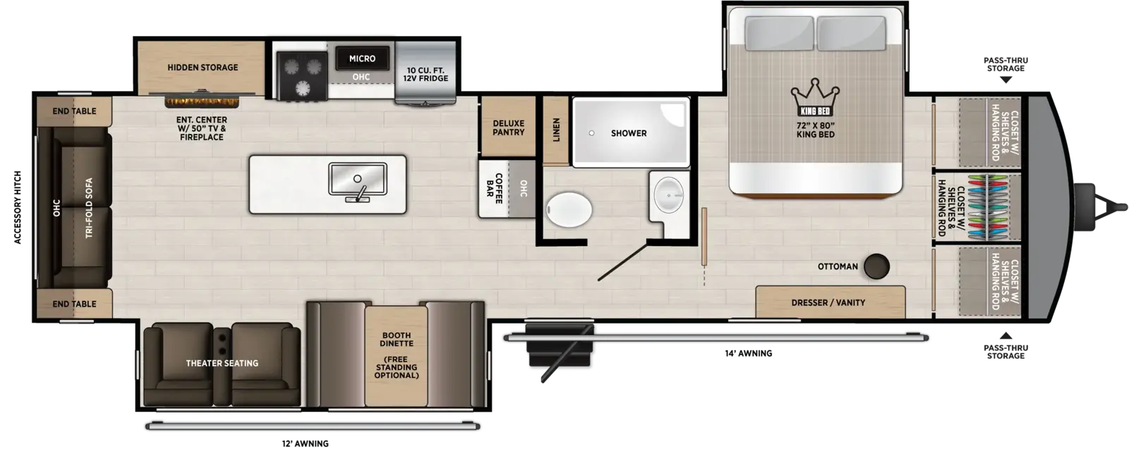 Hemisphere Travel Trailers 308RL Floorplan
