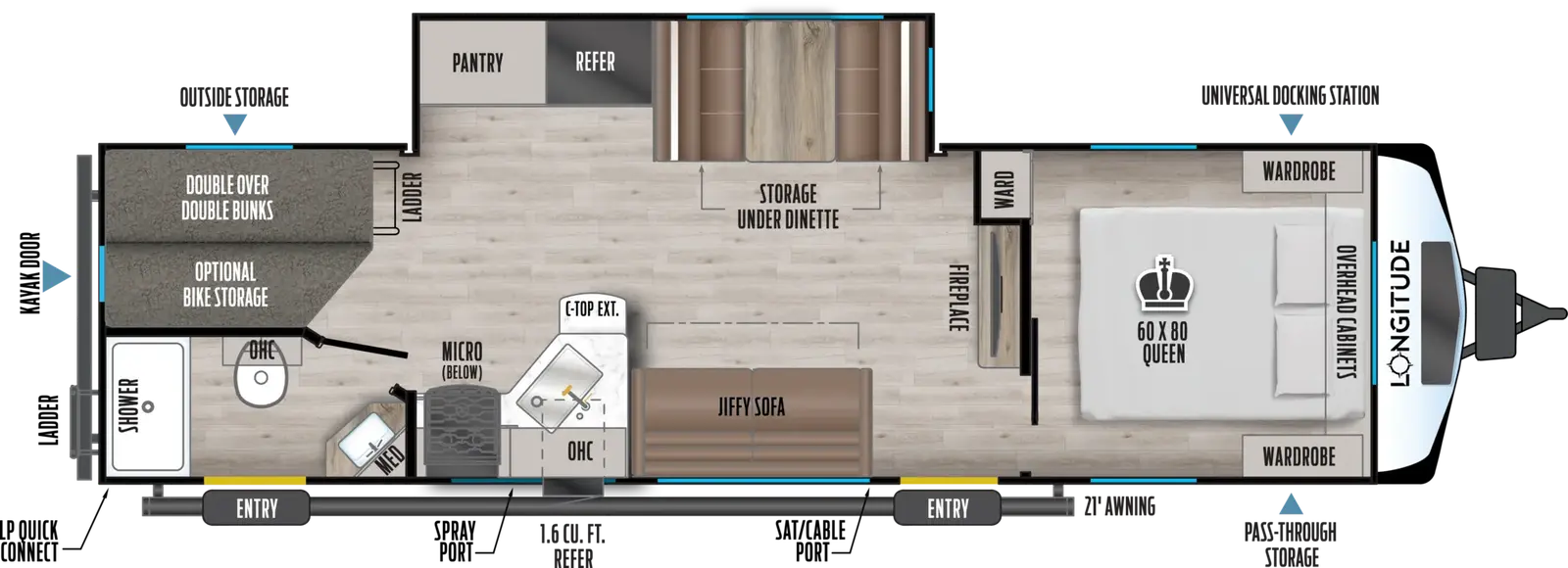 2027 East to West Longitude 285BH floorplan diagram