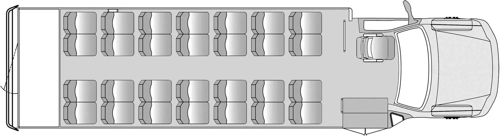 28 Passenger with Rear Luggage Plus Driver Floorplan Image
