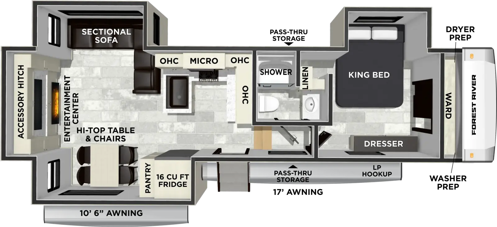 Wildcat Fifth Wheels 32CHILL Floorplan