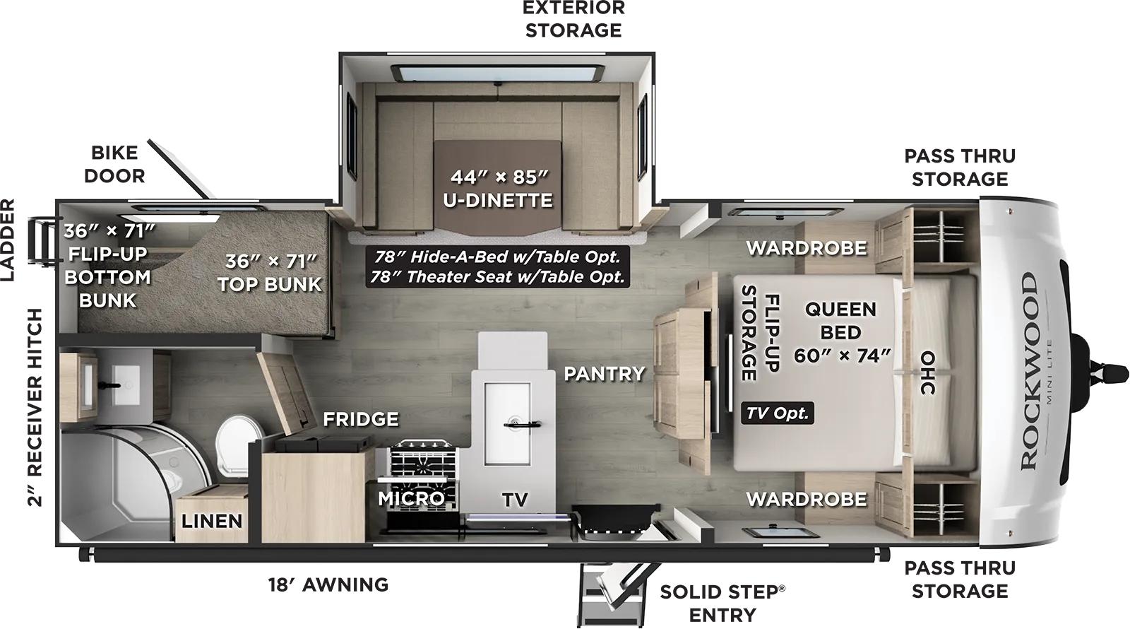 Forest River Rockwood Mini Lite 2520BH floor plan layout published by Forest River