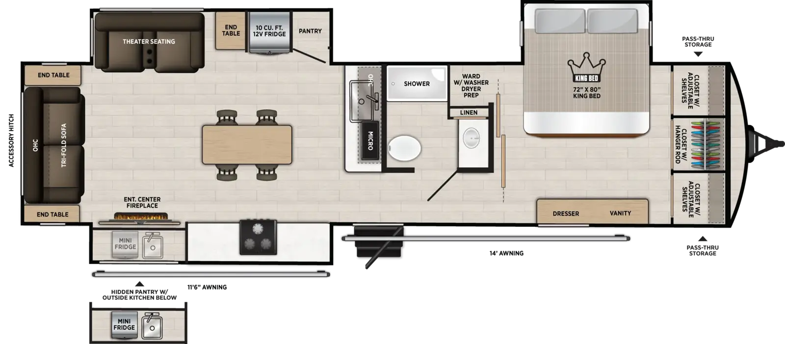 Hemisphere Travel Trailers 305RLOK Floorplan