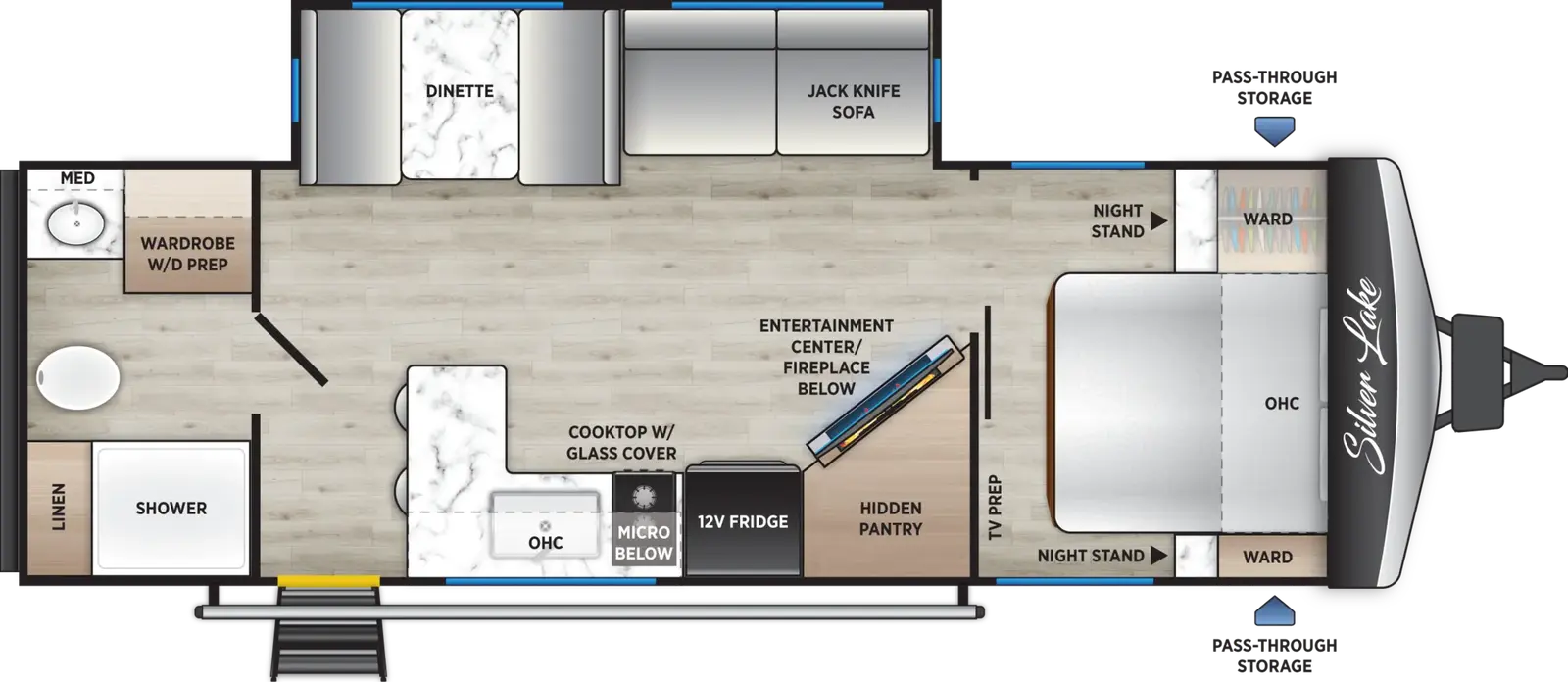 2027 East to West Silver Lake 255SRB floorplan diagram