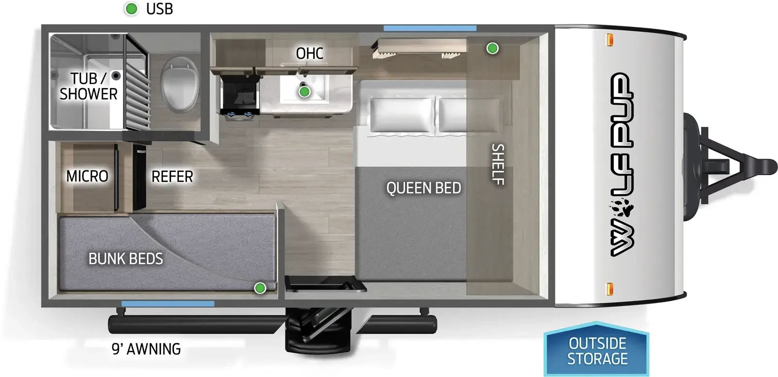 2026 Forest River Wolf Pup 14BHLP floorplan diagram