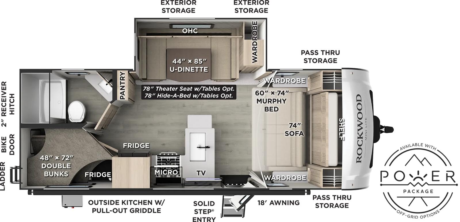 Forest River Rockwood Mini Lite 2509S floor plan layout published by Forest River