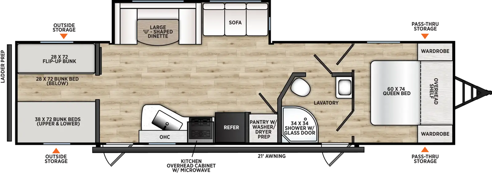 Aurora Light 28QBUNK Floorplan
