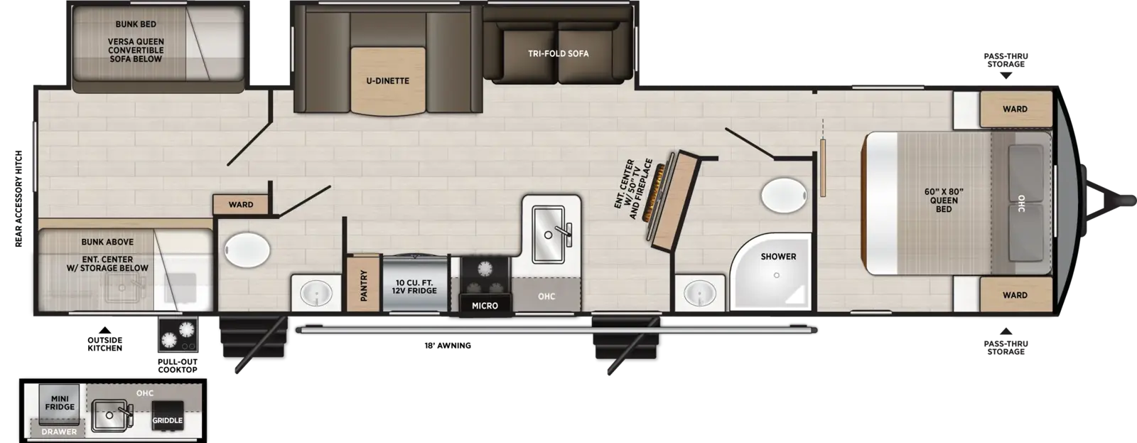Hemisphere Travel Trailers 314BUD Floorplan