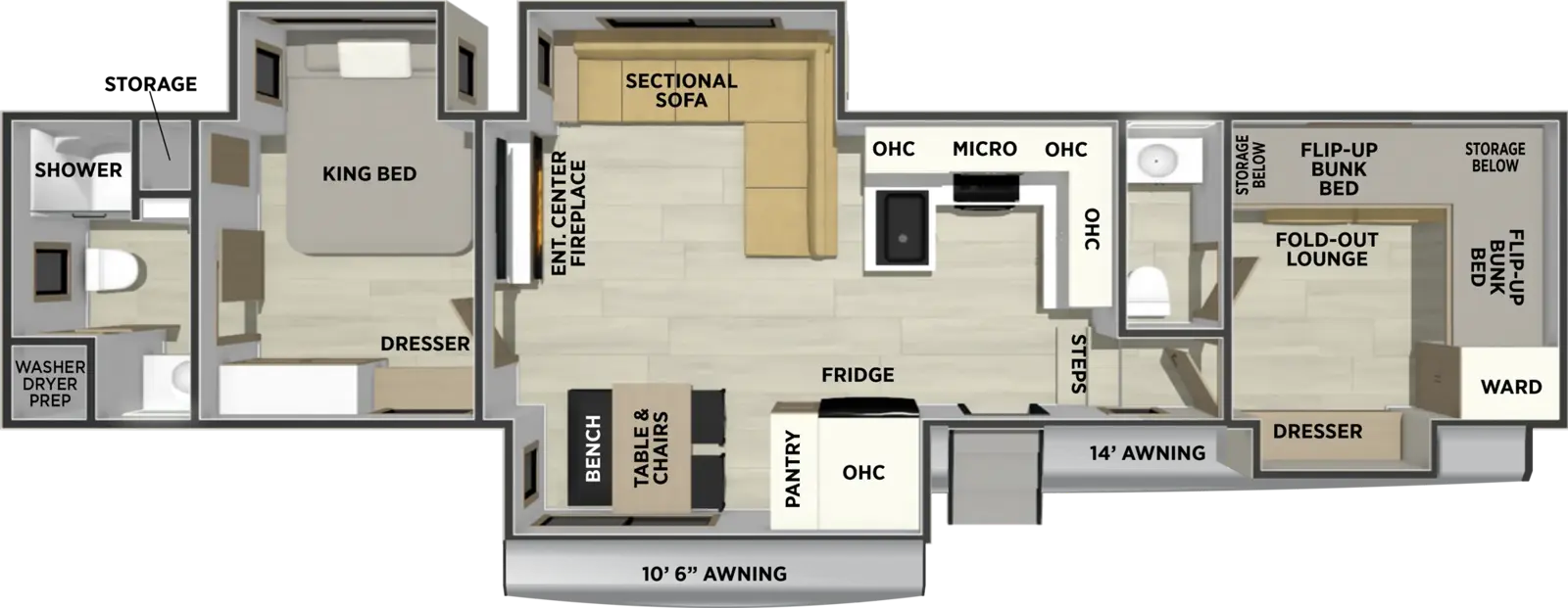 Sierra Fifth Wheels 3710HBFB Floorplan
