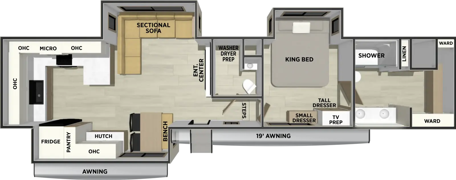 Sandpiper Fifth Wheels 3870HBRK Floorplan