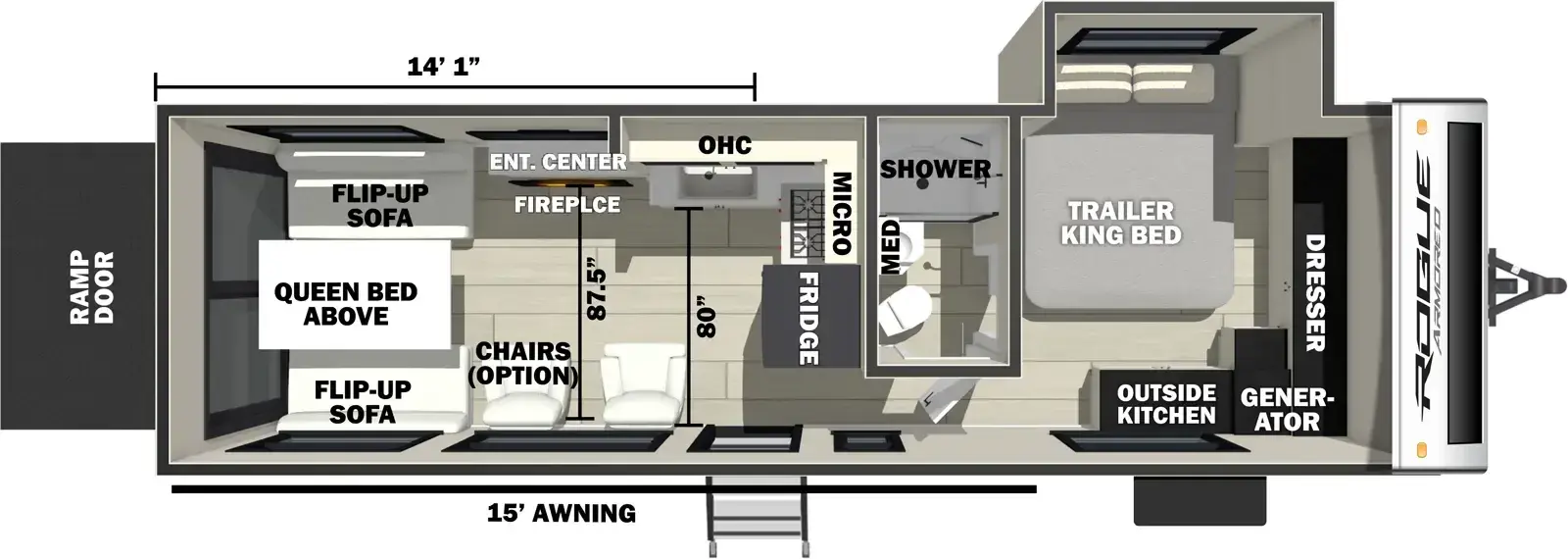 Vengeance Rogue Armored Travel Trailers 25L141 Floorplan