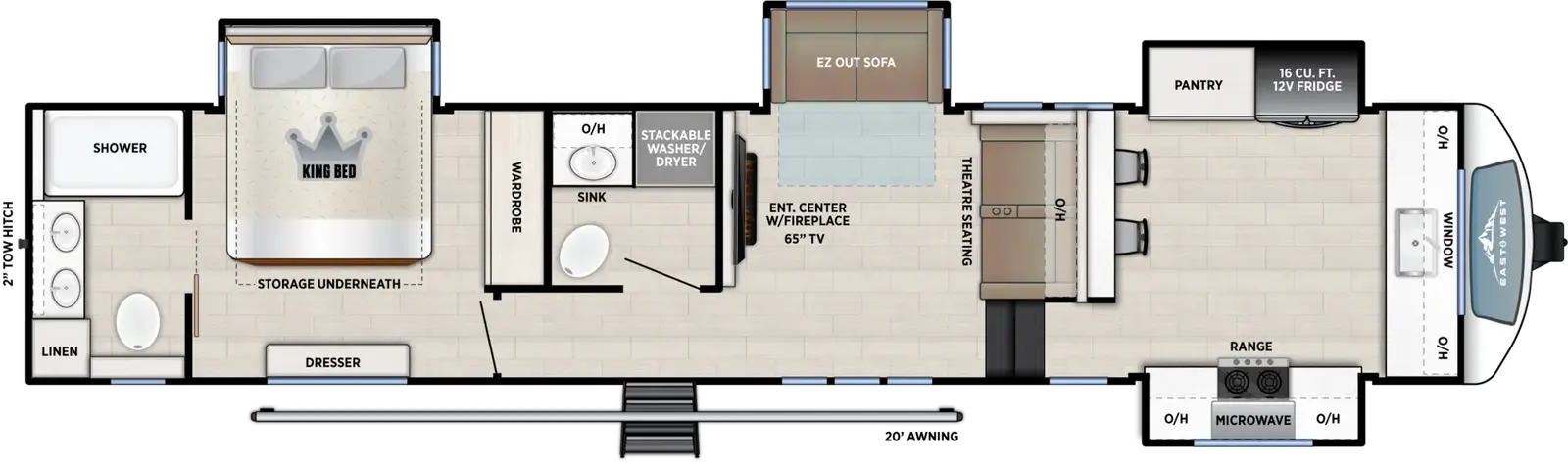 2027 East to West Tandara 381FK floorplan diagram