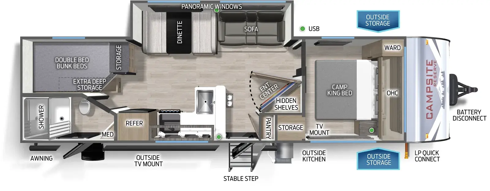 2026 Forest River Campsite Ultra 26CJL floorplan diagram